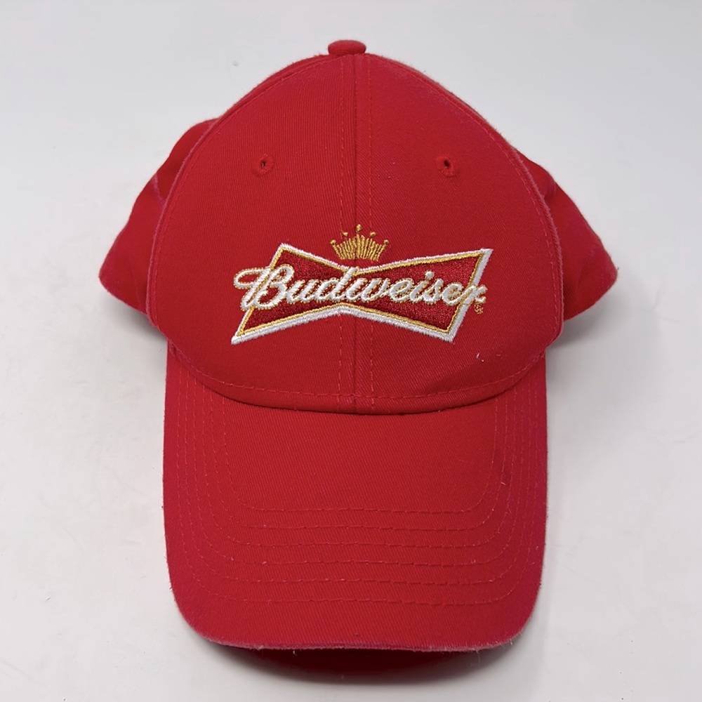 Vintage Budweiser Red & Yellow Embroidered Logo Baseball Cap Hat